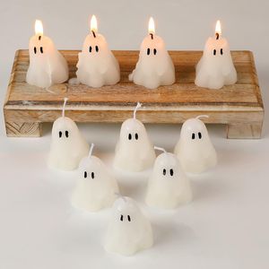 Jutom 10 Pezzi Candele Fantasma Bianche Classiche per Halloween, Candele in Cera di Soia per Decorazioni Casa, Tavola e Feste di Halloween - Product Image 1