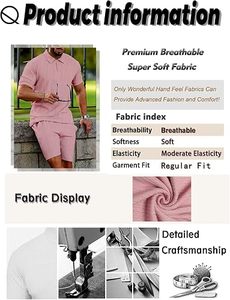 Conjunto de Ropa Casual Ligera de Verano para Hombre, Corte Regular, Estilo Urbano, Transpirable, 100% Poliéster, Camiseta y Pantalones Cortos, Fabricante - Product Image 4
