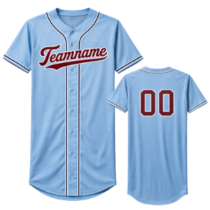 Camiseta de Béisbol Azul Claro Personalizada con Diseño de Botones, Nombre del Equipo y Número del Jugador Personalizados para Ropa Deportiva y Uniforme Masculino - Product Image 1