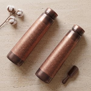 Factory Supply Large Eco-Friendly Hammered Ayurvedic Pure Copper Water <b>Bottle</b> for Drinking Traditional Drink <b>Flask</b> For Home - Product Image 6