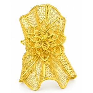 Wholesale 14K18K24K Gold Plated Wide Kada Intricate Floral Openwork Fashion Kada Bracelet Dubai Style Arabic <b>Bridal</b> Jewelry Kada - Product Image 3