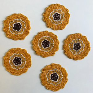 Handmade Eco-Friendly Luxury <b>Beaded</b> <b>Coasters</b> Customizable Floral Drink <b>Coasters</b> Set of 4/6 by Whimsy Art Craft - Product Image 5