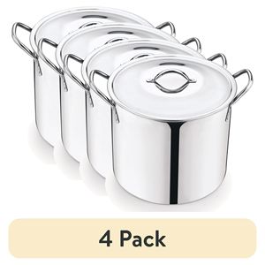 Pentola in Acciaio Inox da 8 Qt (Set da 4) con Coperchio in Metallo e Manici Ultra Resistenti che Mantengono la Temperatura - Product Image 1