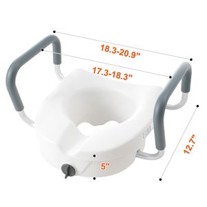 Sedile WC rialzato ad alta capacità da 5 pollici per WC allungati, 350 libbre, installazione con blocco a torsione, attrezzatura di sicurezza, 19,1 pollici - Product Image 4
