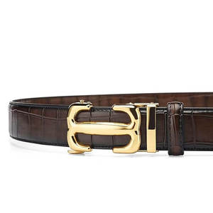 Ceintures en cuir véritable ajustables pour hommes, fabriquées en usine, vente en gros, souples, décontractées, respirantes, avec boucle carrée en alliage robuste - Product Image 3