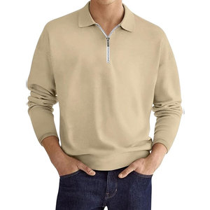 Camiseta Polo de Manga Larga para Hombre con Cuello de Cierre de Cremallera, Estilo Casual, Color Sólido, Precio Razonable - Product Image 2