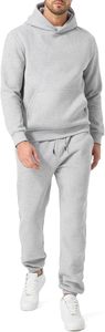 Survêtement en molleton épais 500 GSM pour homme, impression personnalisée, sweat à capuche zippé et pantalon de jogging, design color block bleu marine et gris, hiver - Product Image 2