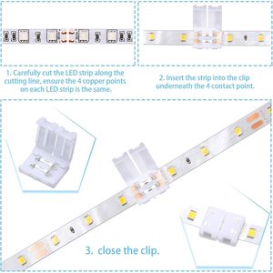 Connettori per Strisce LED a 2 Pin da 8 mm, 40 Pezzi, Forma a T e L, Senza Spazi, Senza Saldatura, Adattatore per Estensione LED a 3 Lati - Product Image 3