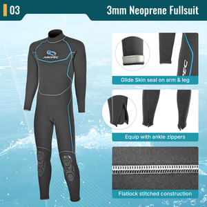 ชุดดำน้ำนีโอพรีน AROPEC 3 มม. สำหรับผู้ชาย ชุดดำน้ำแบบสกูบา ผลิตตามสั่ง OEM ODM โรงงานผลิต ชุดจั๊มสูทแบบเต็มตัว ซิปหลัง สำหรับเล่นเซิร์ฟและดำน้ำตื้น - Product Image 4