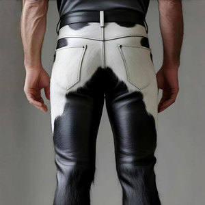 <b>Men's</b> Premium Quality Heavyweight High Waist Loose Cowhide <b>Leather</b> <b>Pant</b> New Arrival Comfortable Stylish Design - Product Image 6
