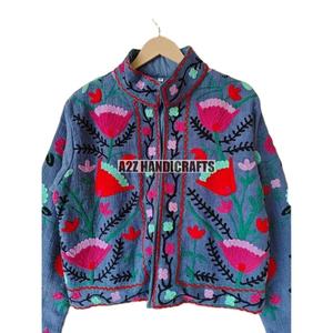 Vêtements pour femmes veste unisexe vente en gros indien TNT coton vestes hiver à la main manteau broderie Suzani veste - Product Image 4