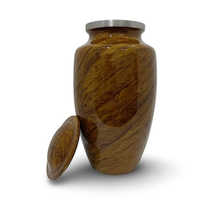 Brown Marble Effect Urn <b>for</b> <b>Ashes</b> Adult Cremation <b>Keepsake</b> Urn Stainless Steel Lid Memorial Container - Product Image 3