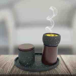 Juego de quemador de incienso de lujo de resina y madera con acabado pulido, estilo terrazo, para Ramadán y Eid, ¡el más vendido! - Product Image 6