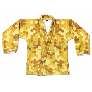 Kimono BJJ unisexe, design hexagonal jaune brun, coupe régulière, respirant, 100% coton, uniforme d'arts martiaux, Gi adulte, vêtements de Jiu Jitsu - Product Image 2