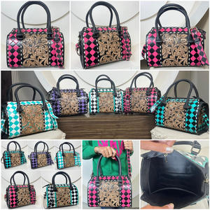 Bolso de Mano Mediano Speedy, Bolso de Hombro de Cuero Genuino Hecho a Mano con Diseño a Cuadros, Bolso Bandolera para Viajes Diarios, Bolso de Lona - Product Image 3