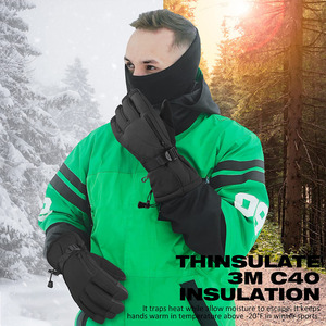 Guantes de Esquí de Cuero Estampados Cálidos para Invierno, Deportes al Aire Libre para Esquí y Snowboard, Antideslizantes - Product Image 6