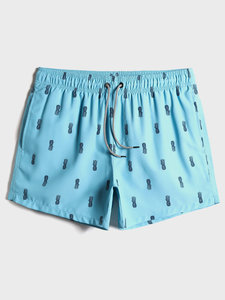 Short décontracté pour homme, imprimé ananas par sublimation, respirant, en maille, taille mi-haute, avec cordon de serrage et poches, personnalisable, idéal pour l'été et la plage - Product Image 1