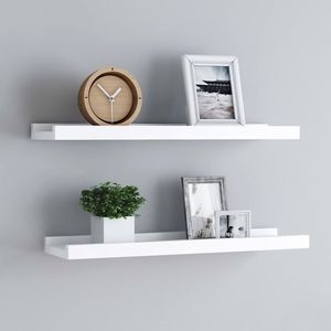 Ensemble de 2 étagères murales en MDF blanc, 15,7 po x 3,5 po x 1,2 po, pour mur et présentation - Product Image 1