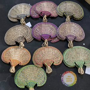 Ventilador de mano portátil de bambú pintado a mano, estilo vintage, grande, de paja, repelente de mosquitos para niños, refrescante, para verano - Product Image 3