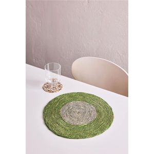 Wholesale Round Woven <b>Placemat</b> Eco-Friendly Natural Fiber <b>Table</b> Mat Handcrafted Green Dining <b>Table</b> Decor Heat Resistant Kitchen - Product Image 1
