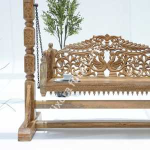 Columpio de Madera Maciza Tallada a Mano con Forma de Cisne, Decoración de Lujo para Sala de Estar, Estilo Maharaja Jhoola - Product Image 3