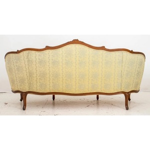 Home Furniture Upholstered Three Seat <b>Sofa</b> Curved Arms <b>Wood</b> <b>Frame</b> Fabric Cover Living Room Furniture - Product Image 3