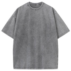 Camiseta de Algodón Puro de Buena Calidad, Estilo Vintage, Lavado Ácido, Hombros Caídos, Talla Grande, con Logotipo Personalizado Estampado - Product Image 4