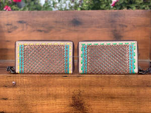 Cartera de cuero tallada a mano, funda de teléfono de embrague, colección elegante, carteras multiusos, Cartera de Color turquesa para mujer - Product Image 4