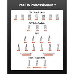 Set di Chiavi Dinamometriche a Scatto di Alta Precisione da 3/8 di Pollice, Bidirezionali, 72 Denti, 5-60 N.m / 3.7-44.3 Lbf.ft, con Bussole di Precisione al 3% - Product Image 2