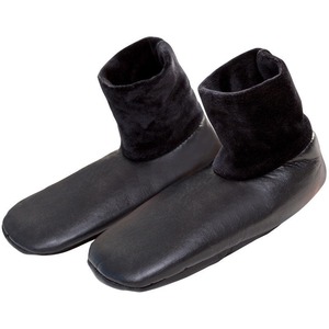 Black Sheepskin Leather Unisex Ankle <b>Slippers</b> Non-Slip Winter Floor <b>Socks</b> <b>Thermal</b> Lined Casual Home Shoes - Product Image 1