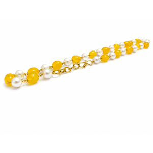 Perles jaunes et perles de quartz, chaîne plaquée or réglable faite à la main, fournitures de fabrication de bijoux tendance pour collier DIY - Product Image 1
