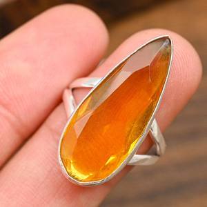 Bague en topaze miel, argent sterling 925, faite à la main, magnifique bague en pierres précieuses, bijoux bohèmes, cadeau de Noël pour femme - Product Image 6
