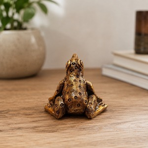 Mini sculpture de grenouille en laiton Shubham, figurine animale sculptée, ornement antique brun, modèle Feng Shui 69F01501 pour la maison et l'hôtel - Product Image 2