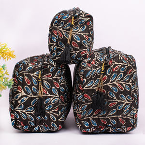 Juego de Bolsas de Maquillaje de Algodón Estampadas a Mano, Ecológicas, Promocionales, para Almacenamiento de Cosméticos, Personalizables, Lavables, para Regalo - Product Image 2