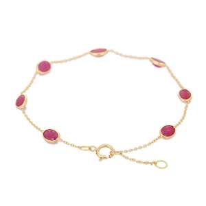18K Yellow <b>Gold</b> Fine <b>Charm</b> <b>Bracelet</b> with Ruby Gemstone - Product Image 5