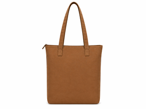 Brown Canvas <b>Tote</b> <b>Bag</b> <b>With</b> Leaf Print <b>Zip</b> Closure Minimalist Style Shopping <b>Bag</b> All Seasons Use - Product Image 3