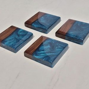 Posavasos Decorativos de Madera y Resina Hechos a Mano con Patrones Artísticos de Resina para Accesorios Modernos para el Hogar - Product Image 2