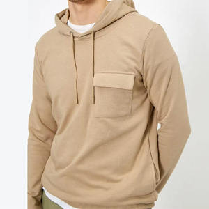 Sudadera con Capucha Lisa Color Bronceado para Hombre, de Alta Calidad, con Logotipo Personalizado, Estilo Urbano, de Algodón, con Bolsillo en el Pecho, Venta al Por Mayor OEM - Product Image 1