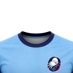 เสื้อฟุตบอลสีน้ำเงินอ่อนแบบซับลิเมชั่นสำหรับผู้ชาย ชุดทีมกีฬา แขนสั้น สำหรับแข่งขันและฝึกซ้อม - Product Image 5