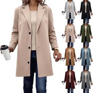 Premium <b>Womens</b> Trench <b>Coat</b> Belted Lapel Collar Long Overcoat <b>Double</b> <b>Breasted</b> Winter Jacket Custom Logo - Product Image 5