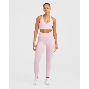 Custom Branded Comfortable Sports <b>Bra</b> Adjustable Back <b>Straps</b> V Shaped Neckline High Impact Women's Fitness Sports <b>Bra</b> - Product Image 5