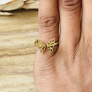 Market Favorite Butterfly Wing <b>Ring</b> Boho Brass <b>Ring</b> For Women 18k Gold Plated Filigree Insect Dainty <b>Open</b> Band <b>Ring</b> Wholesale - Product Image 4