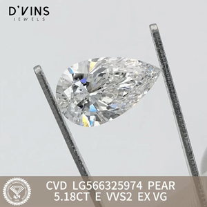 Diamant cultivé en laboratoire D'vins Jewels, forme poire, blanc, CVD, E VVS2, 5,18 carats, pour la fabrication de bijoux - Product Image 2