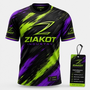 เสื้อยืด ZIAKOT ดีไซน์ใหม่สำหรับผู้ชาย สีดำ-ทองโบราณ ลายพิมพ์ 3 มิติ ลายเสือและนกยูง สำหรับการแสดง - Product Image 5