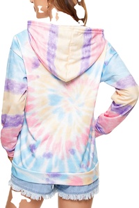 Sweat à capuche Tie Dye en flanelle pour femmes dans des couleurs personnalisées Longueur des manches Matériau de haute qualité Meilleur style Prix de gros pour l'hiver - Product Image 5