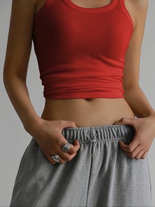 Débardeur tricoté décontracté pour femme, col rond, sans manches, respirant, écologique, séchage rapide, avec logo frontal, côtelé - Product Image 4