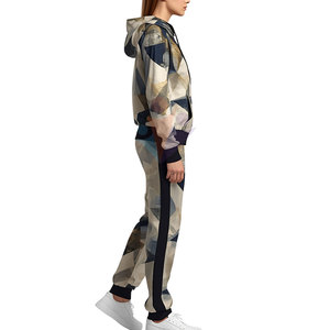 Survêtement de sport décontracté personnalisé OEM à capuche, imprimé numérique, pour l'entraînement et le jogging, vêtements de sport pour femmes, 100% coton, écologique - Product Image 4
