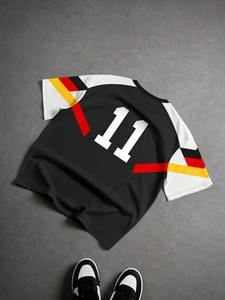 Camiseta de Fútbol para Hombre, Estilo Urbano, Colorblock, Estampado Geométrico, Manga Corta, Holgada, para Vacaciones - Product Image 4