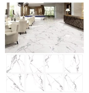 Carreaux de sol en porcelaine blanche de Carrare, carreaux vitrifiés de luxe 60x60 pour salon - Product Image 4