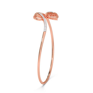 Interlocking Dual-Ring Loop Diamond Link <b>Bangle</b> <b>Bracelet</b> - Product Image 3